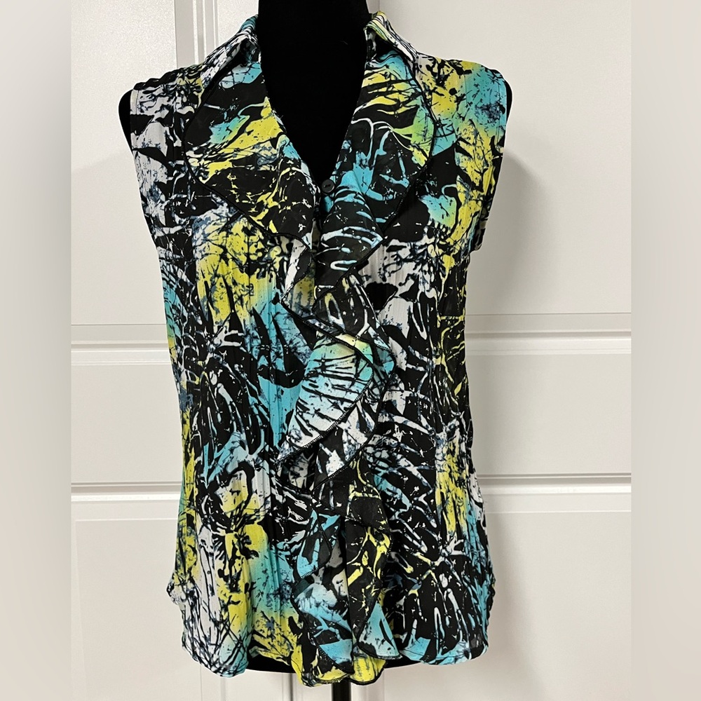 Style & CO. Crinkle Ruffle Button Down Top